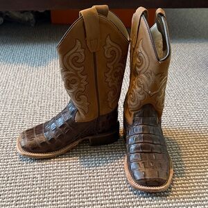 Old West Brown and Tan Leather Cowboy Boots
